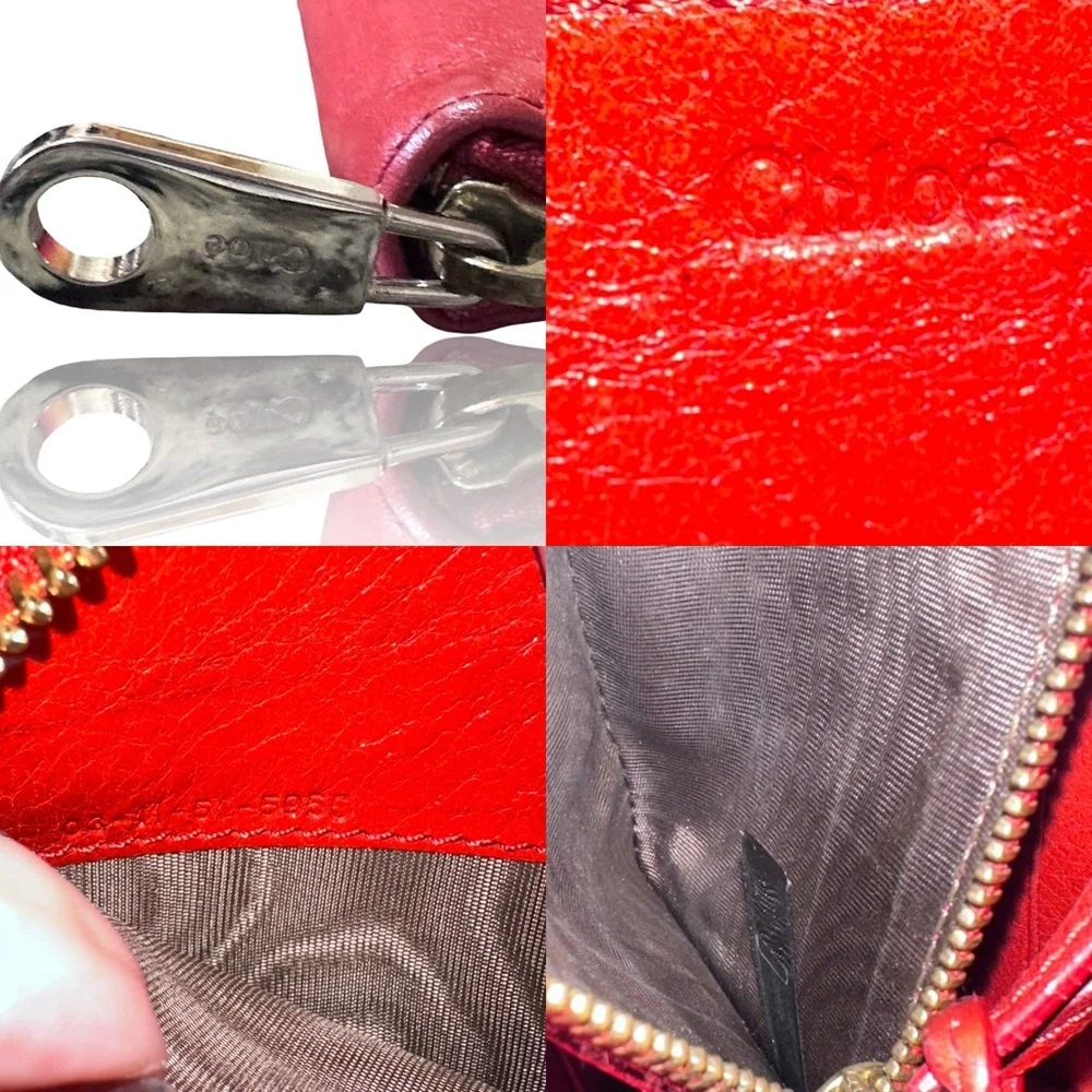 Chloe Wallet ❤️ COA Lily Ribbon Wallet in Bright Red Soft Pebbled Leather